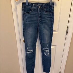 American Eagle Outfitters Women's High Rise Dark Blue Jeans